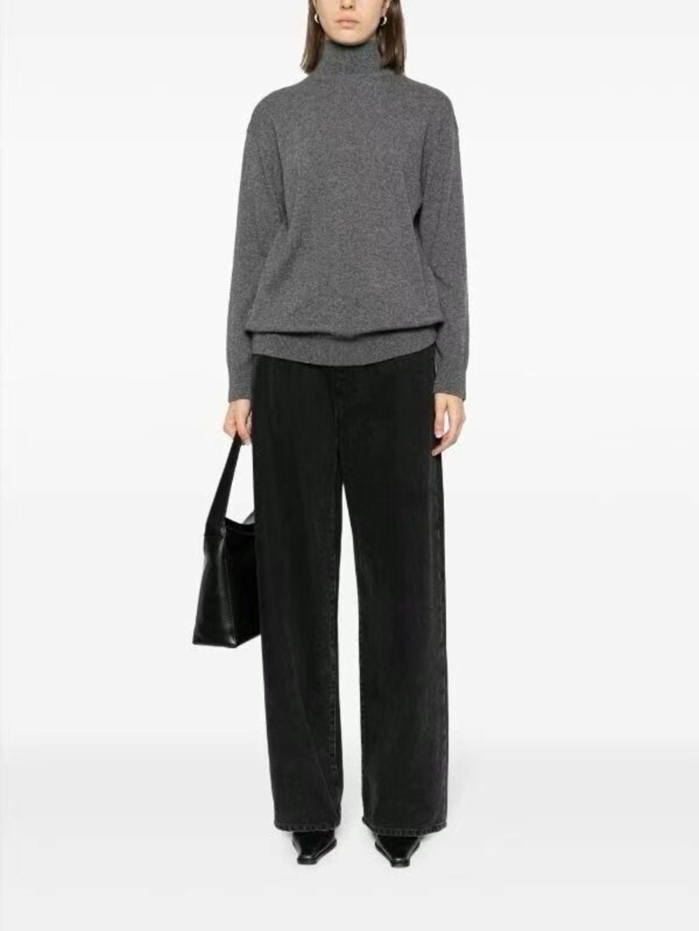 NWT Vince Women's Gray Turtleneck Cashmere-Blend Sweater in Gray